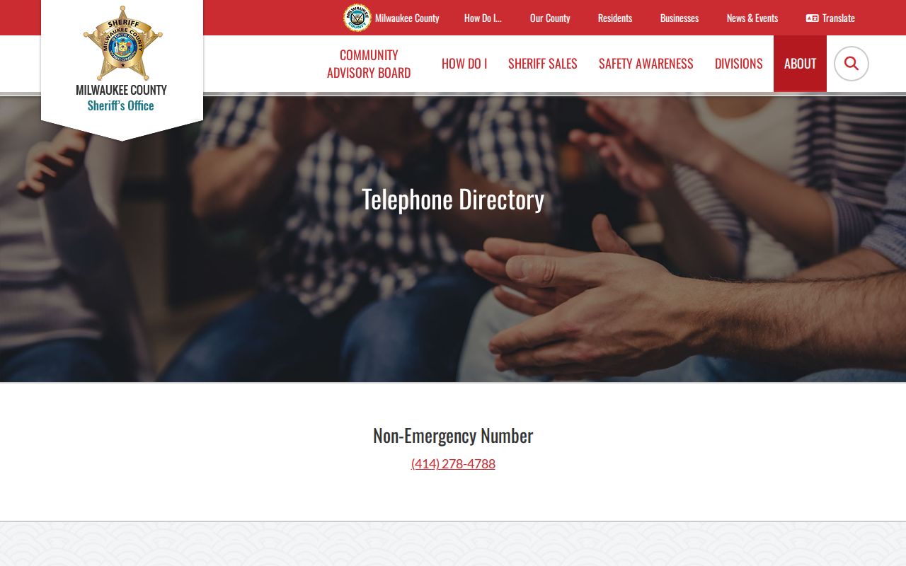 Wisconsin phone numbers listed by unit in the Milwaukee County Sheriff telephone directory